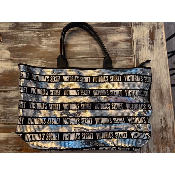 Victoria’s Secret Black and Silver Tote Bag - Picture 1 of 5